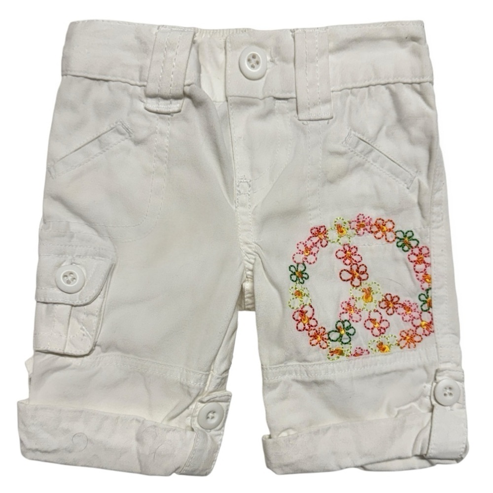Koala Kids Peace Sign White Capri Pants
